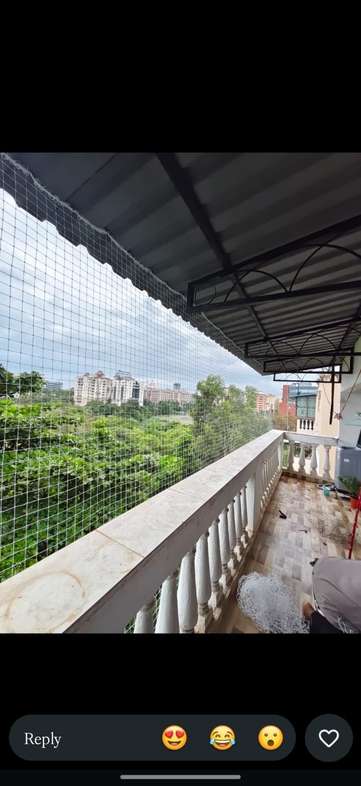 Balcony bird net installation
